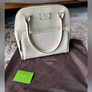 Kate Spade cream leather bowling bag